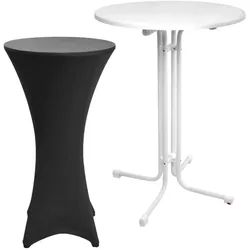 STEHTISCH Sylt Ø 70cm Weiß mit Stella Stehtischhusse Ø 70cm Schwarz