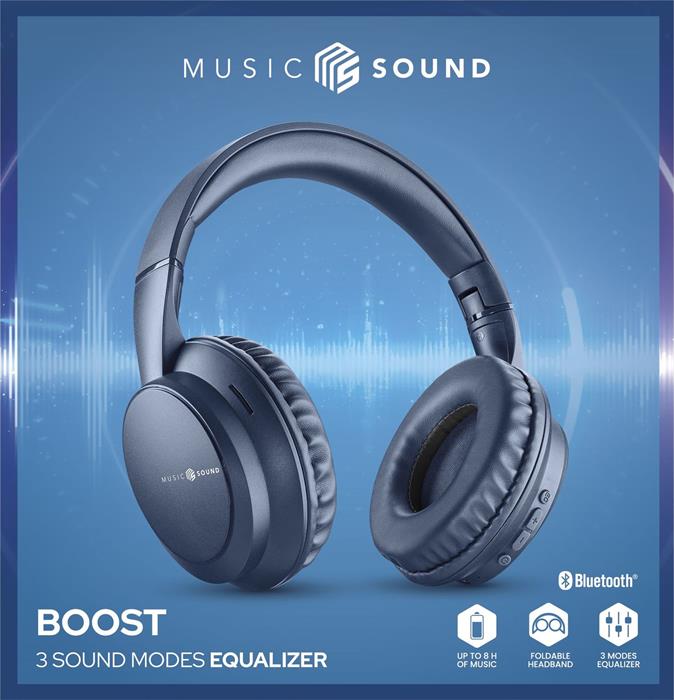 MUSIC SOUND Cuffie A Padiglione Chiuso Boost-blue