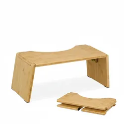 Relaxdays Toilettenhocker, klappbar, Stuhlgang Unterstützung, WC Hocker Erwachsene, Bambus, HxBxT: 19x48,5x20 cm, natur