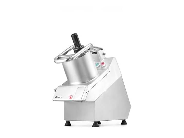 HENDI Coupe-légumes électrique\, usage intensif\, trancheuse achoir râpeuse éminceur à légumes\, fruits\, 5 disques de coupe\, machine à couper\, 300 RPM\, 230V\, 750W\, 500x250x(H)47mm\, fonte d'aluminium
