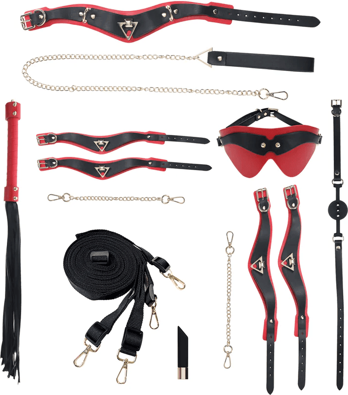 Ouch Kit Bondage avec Sac - Collection Milan - Noir et Rouge