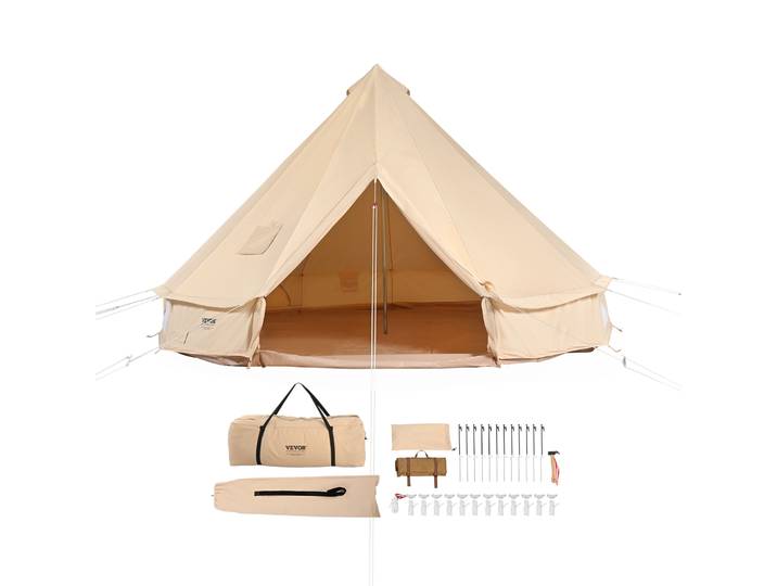 SucceBuy – tente cloche en toile, 4 saisons, 5m, yourte, pour le Camping, avec poêle, respirante, peut contenir jusqu'à 8 personnes