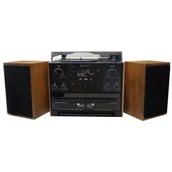 Soundmaster MCD5600 (Bluetooth, CD Player, Plattenspieler, 2x 5 W), Stereoanlage, Braun, Schwarz