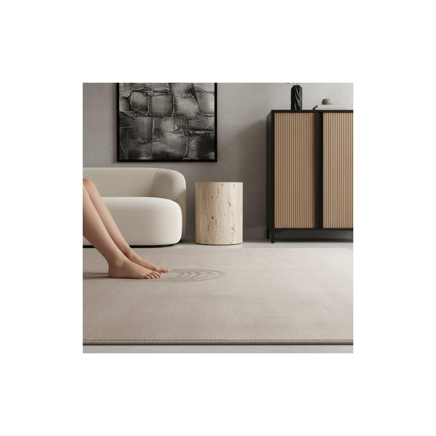 Kurzflorteppich Waschbar LECH, einfarbig, Creme, 200 x 290 cm