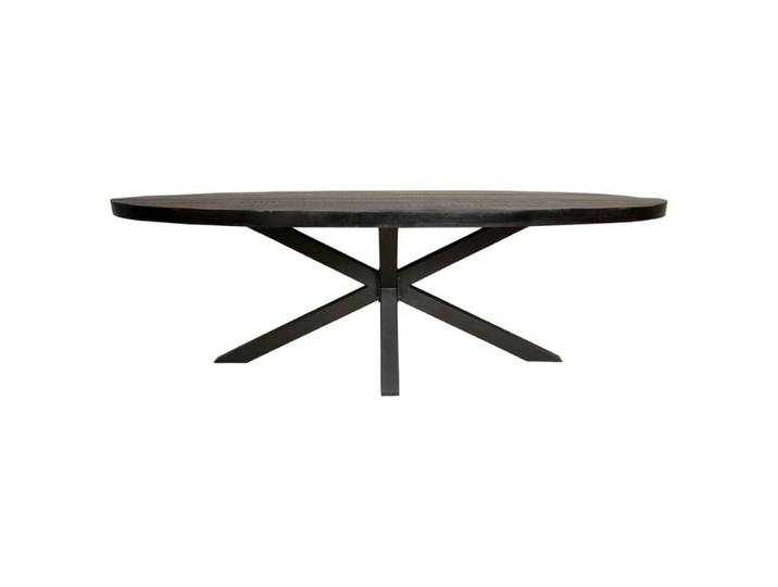 Table ovale 210 pied central, bois noir