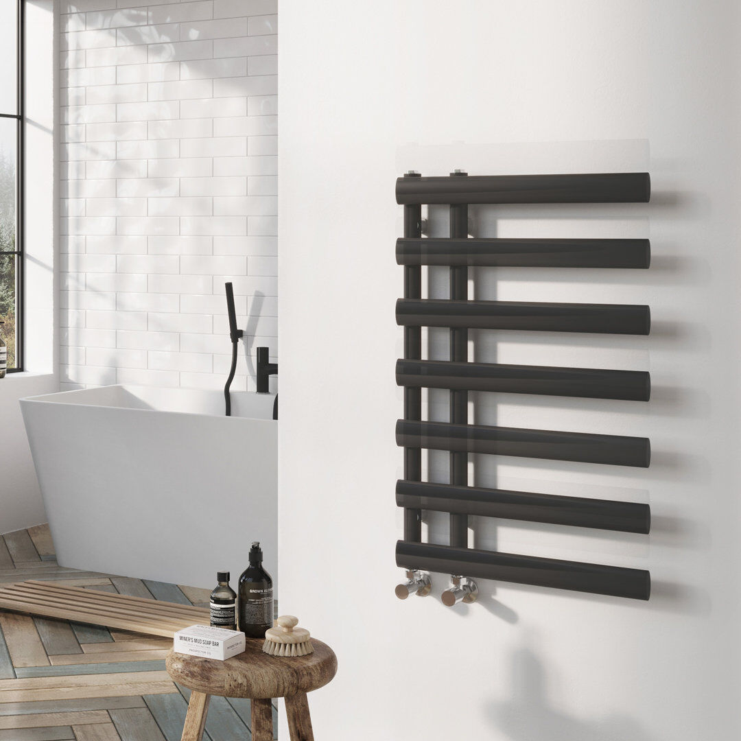 White Stone Flat Panel Towel Rail Heated Towel Rails Anthracite 780mm H x 500mm W x 60mm D
