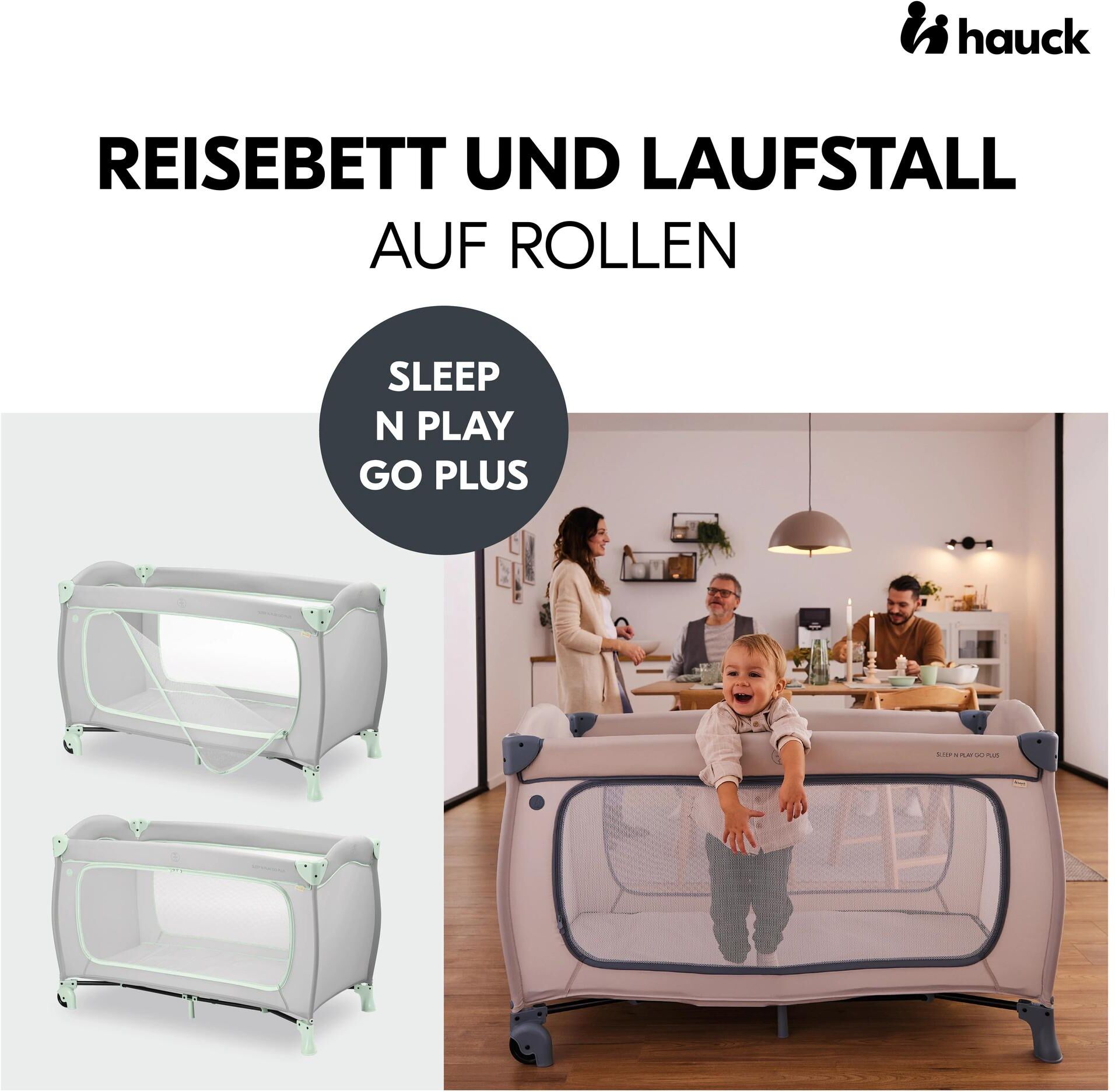 Baby-Reisebett HAUCK "Sleep N Play Go Plus", Baby, Gr. kein Härtegrad, grau (hellgrau, mint), Babybetten Baby-Reisebett hellgrau, mint kein Härtegrad