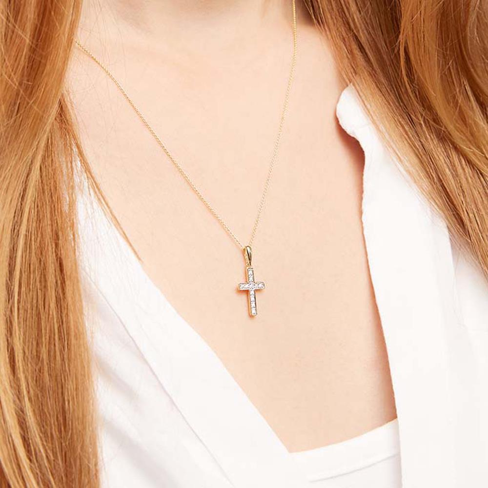 Unique 585er Gelbgold-Kette Kreuz Diamant gold