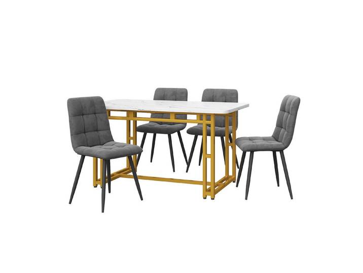 OKWISH Essgruppe Ein Tisch und vier Stühle, (Die Länge und Breite des Esstisches betragen 120 x 70 cm, 5-tlg), Küchentisch Set Esszimmerstuhl