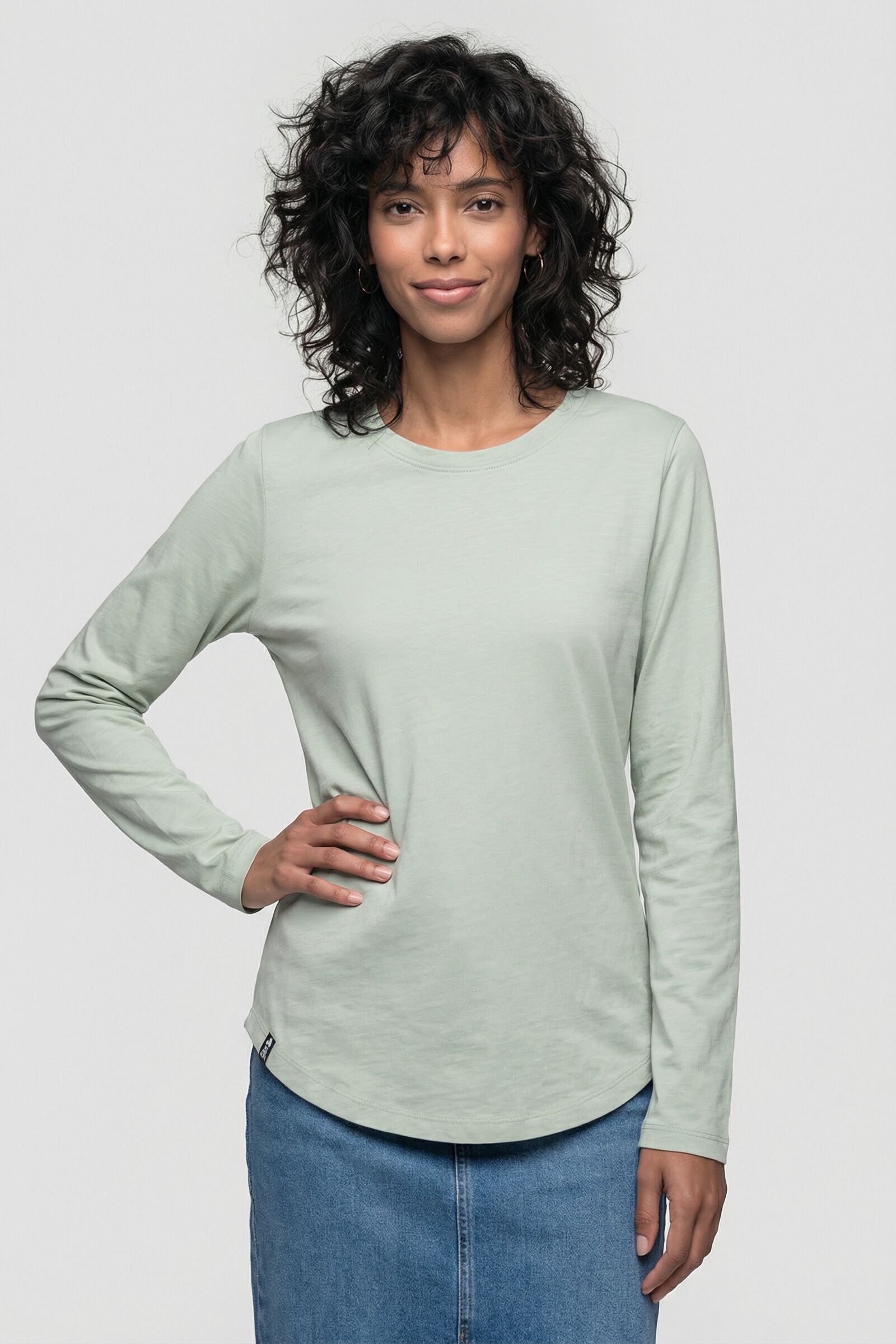 Langarmshirt ALIFE & KICKIN, Damen, Gr. S, grün (fresh mint), 100% Baumwolle (Bio), Rundhals, Shirts Langarmshirt fresh mint S