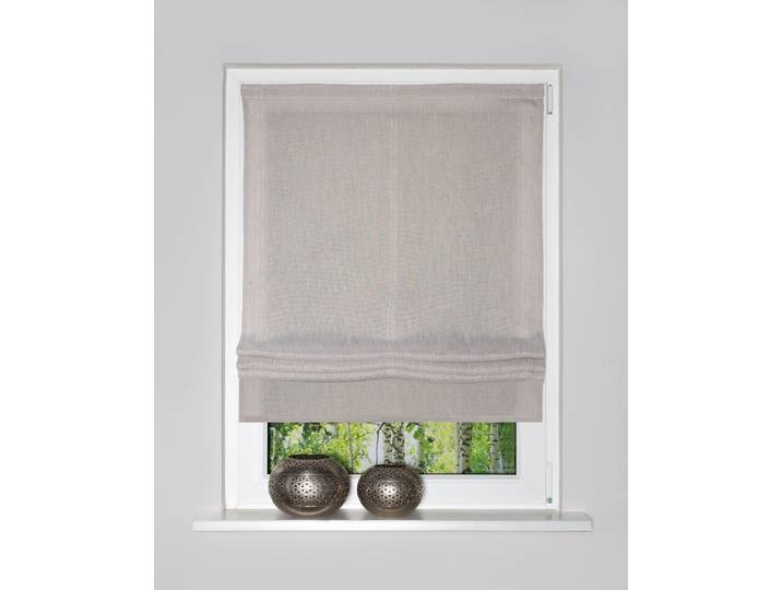 Raffrollo HOME WOHNIDEEN TIRIAN Gr. 4, grau (taupe), B:140cm H:140cm, Obermaterial: 100% Polyester, Raffrollos, Raffrollo, Raffrollo Deko Leinenoptik, Uni
