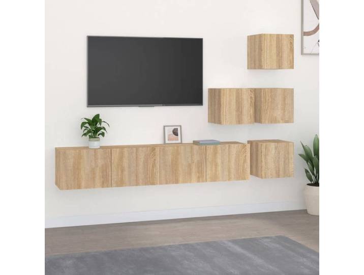 Meuble TV Suspendu(1 pc） moderne Étagère TV Flottante Support de Télévision Chêne sonoma Bois d'ingénierie T2679