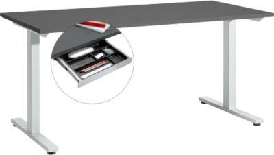 Schreibtisch Start Off, T-Fuß-Gestell, B 1600 x T 800 x H 735 mm, graphit + Schublade