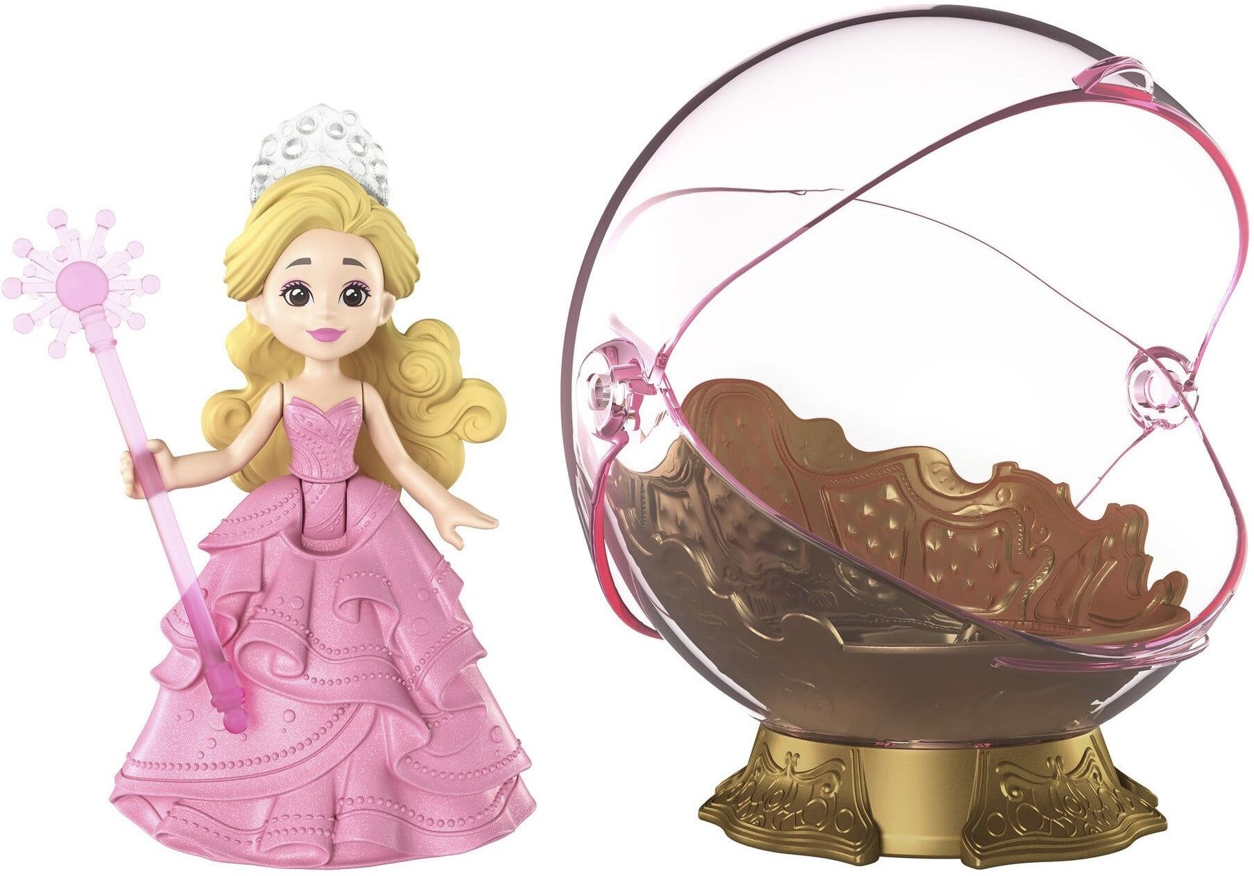 Wicked Glinda's Floating Bubble Toy with Vehicle and Small Doll for Kids - Mattel - 2.75 in