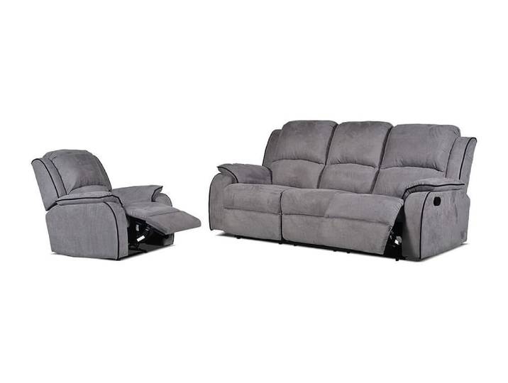 Ensemble canapé fauteuil microfibre gris