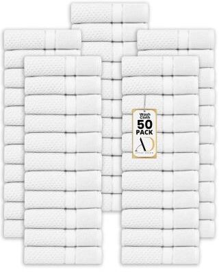 Ample Decor Popcorn Textured Spa Quality Cotton Washcloths 12 x 12 inch - 50 Pcs