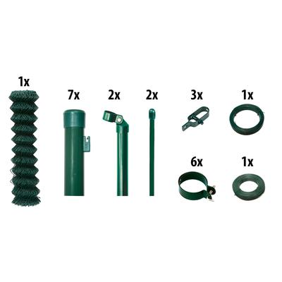 Maschendrahtzaun GARDEN 'N' MORE, grün, H:125cm L:15cm, Stahl, Zaunelemente, 1 Element für 15 m, LxH: 1500 x 125 cm, mit 7 Pfosten