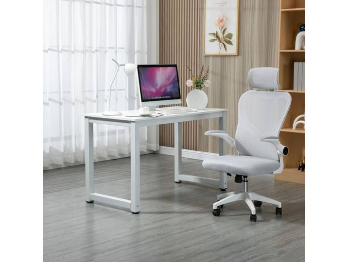 Bureau informatique droit EVRYAE 120 x 60 x 74 cm blanc plateau MDF et structure métal