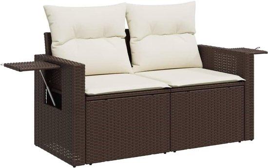 Gartenbank 2-Sitzer mit Kissen aus Poly Rattan - Außenmöbel