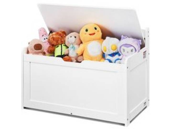 VEVOR Coffre à Jouets en Bois 83x45,5x60,9 cm, Boîte de Rangement pour Enfants avec Couvercle Rabattable et Charnière de Sécurité, Grand Meuble de Rangement, pour Salle de Jeux Salon Entrée, Blanc