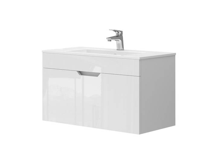 Vicco Waschbeckenunterschrank Stefanie, Weiß, 2-teilig, Holzwerkstoff, nicht einzeln stellbar, 80x44.7x39 cm, Badezimmer, Waschbecken & Armaturen, Waschtische