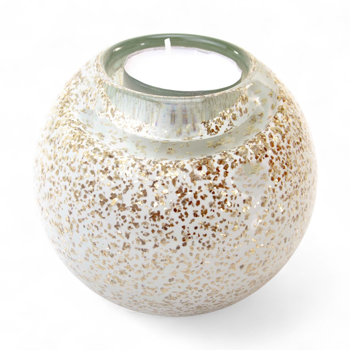Loranto Mini Urn Waxinelichthouder Wit met Goudspikkels