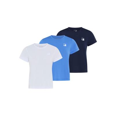 Kurzarmshirt OCEAN SPORTSWEAR, Damen, Gr. 40, bunt (himmelbau_navy_weiß), Jersey, Obermaterial: 100% Polyester, unifarben, figurbetont hüftlang, Rundhals, Shirts, figurbetonte Passform, hüftlange Schnittform, Kurzarm, UV-schützend