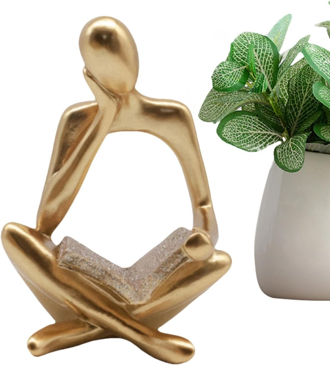 Denker Standbeeld Abstract Beeld Goud Hoogte: 9-14 cm