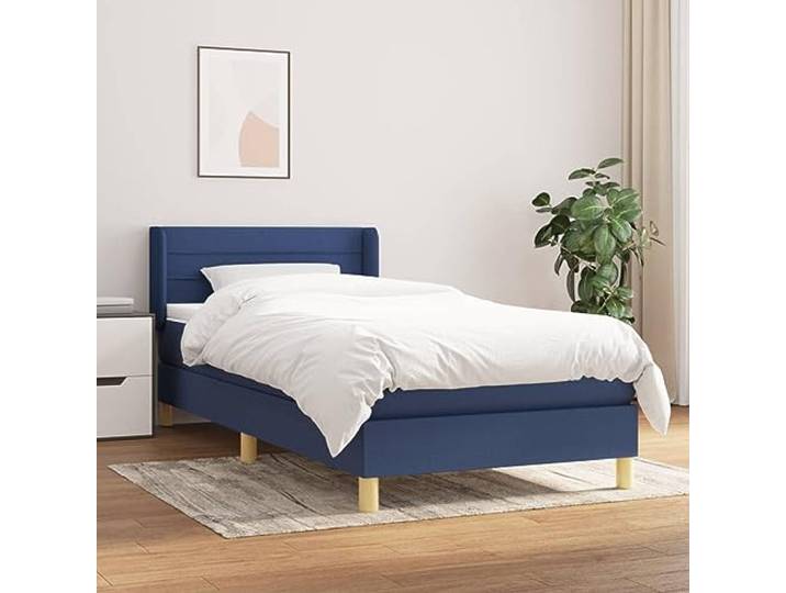 RJPLMFV Komplettes Bett, 90 x 190 cm, mit verstellbarem Kopfteil, Stoffmatratze