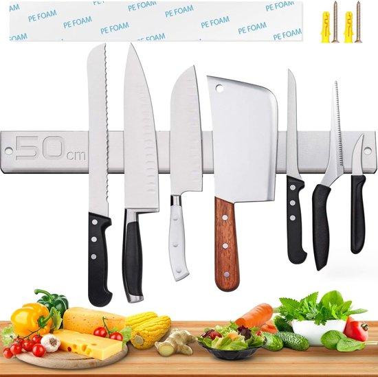 Famanu Magnetische Messenhouder van Hout, 40 cm - Zelfklevend met Haken
