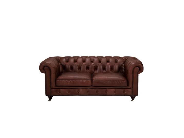 Xlmoebel Chesterfield-Sofa Luxuriöses Barock Sofa in braunem Leder mit kunstvollen Verzierungen, Sofa, Hergestellt in Europa