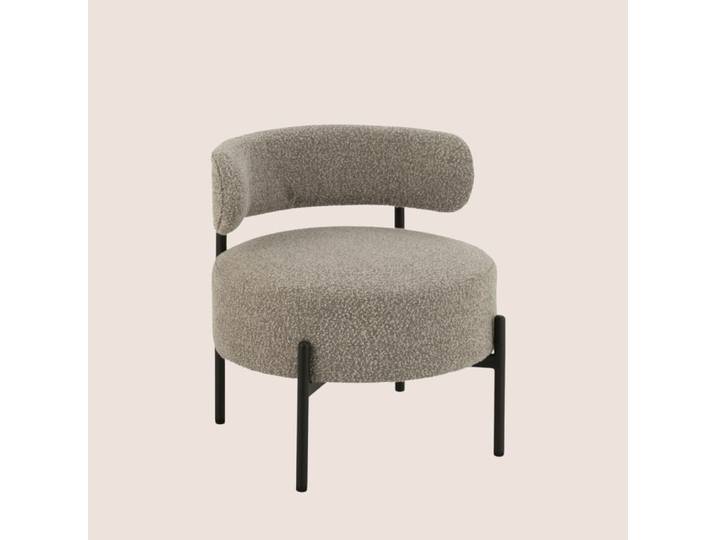 Fauteuil lounge en métal noir et bouclette gris