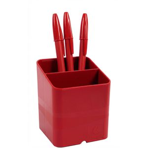 Exacompta Stiftehalter Pen-Cube, 67718D, Recycling-Kunststoff, 2 Fächer, rot