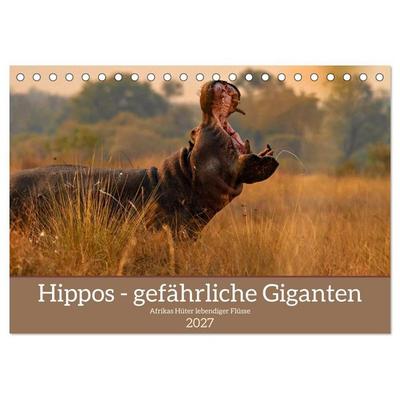 Hippos - Gefährliche Giganten (Tischkalender 2027 DIN A5 quer), CALVENDO Monatskalender