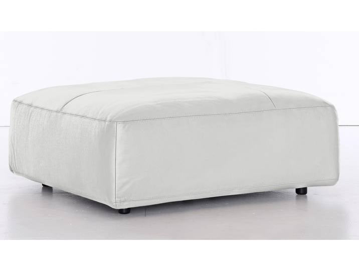 Hocker, Flachgewebe & Leder, Weiß, 120×43×120 cm, Landhausstil, Musterring LUCIA