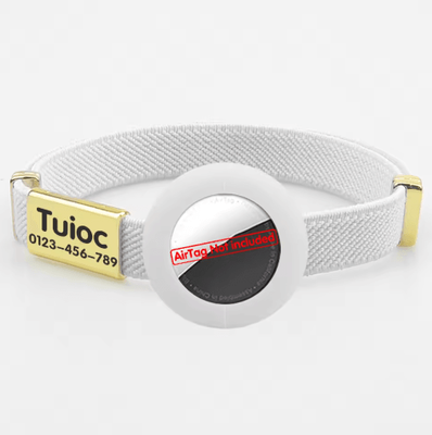 Inspire Picks Personalized Breakaway Cat Collar With AirTag Holder Adjustable GPS Tracking Collar For Cats white