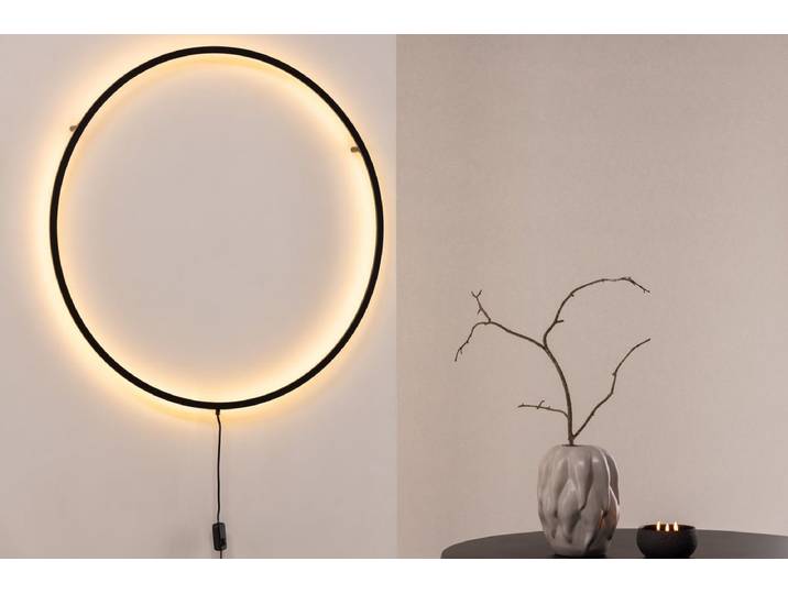 Wandleuchte „Noel – Einzigartiges rundes Design mit LEDs - Schwarz - Luxusbetten24