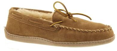 Minnetonka Sheepskin Hardsole Moccasin - Mens 10 Tan Slipper W