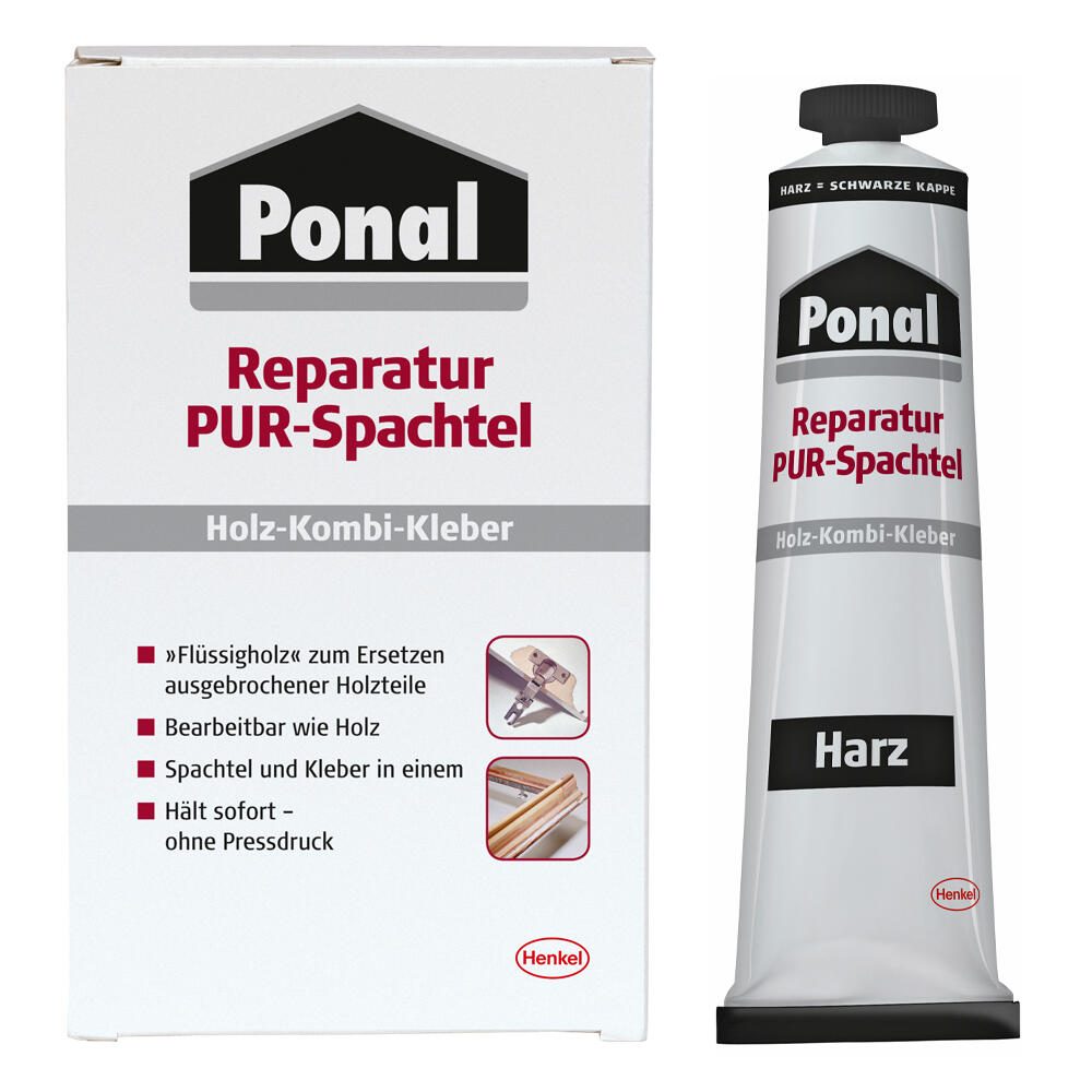 Ponal Reparatur PUR-Spachtel, Holz-Kombi-Kleber, 177,0 g PER6N