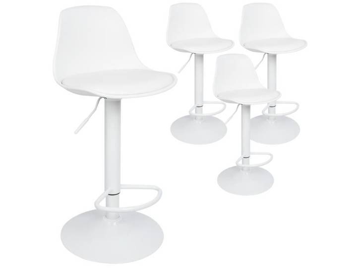 Tabouret de bar XJING - Blanc - Rotation 360° - Hauteur réglable - Lot de 4