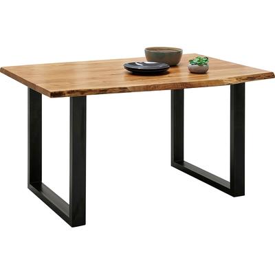 Esstisch PAROLI "PARDIS", braun (akazie, schwarz, akazie), B:140cm H:78cm T:90cm, Tische, Esstisch, Massivholz Akazie, in drei Breiten