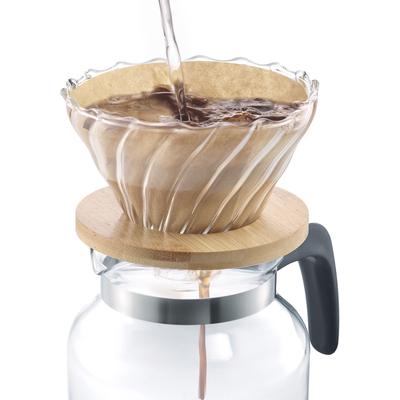 Permanentfilter WESTMARK "Brasilia", braun (holzfarbend), B:11,5cm H:9,7cm T:11,5cm, Glas, Kaffeefilter, mit edler Aufsatzhilfe