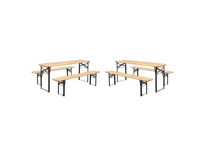sweeek - Table de réception pliante bois de sapin + 2 bancs (lot de 2) BAYONNE