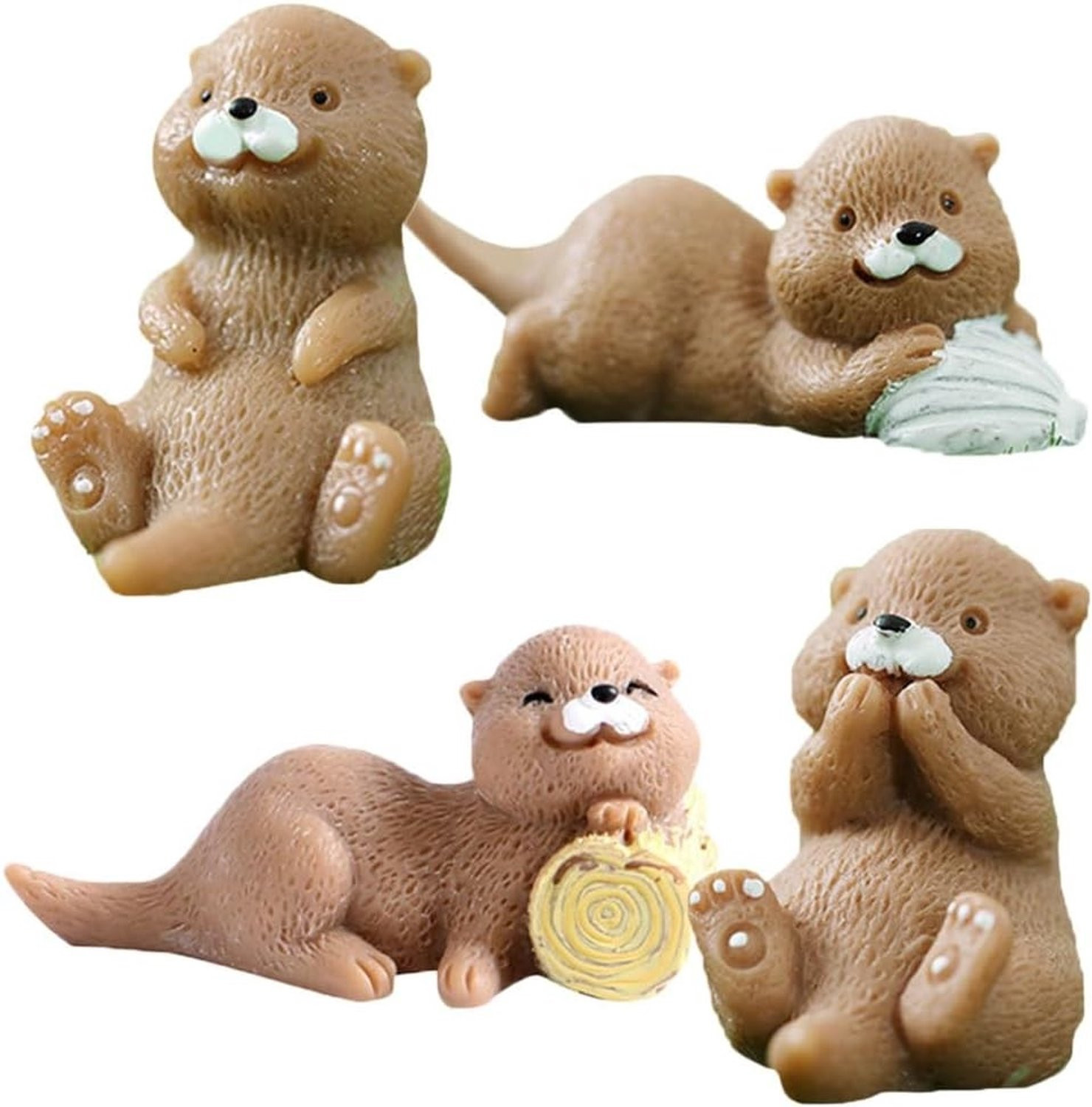 20 Stuks Miniatuur Otter Decoratie - Kunststof Otter Beeldjes voor Landschapsontwerp, Bonsai en Huisdecoratie