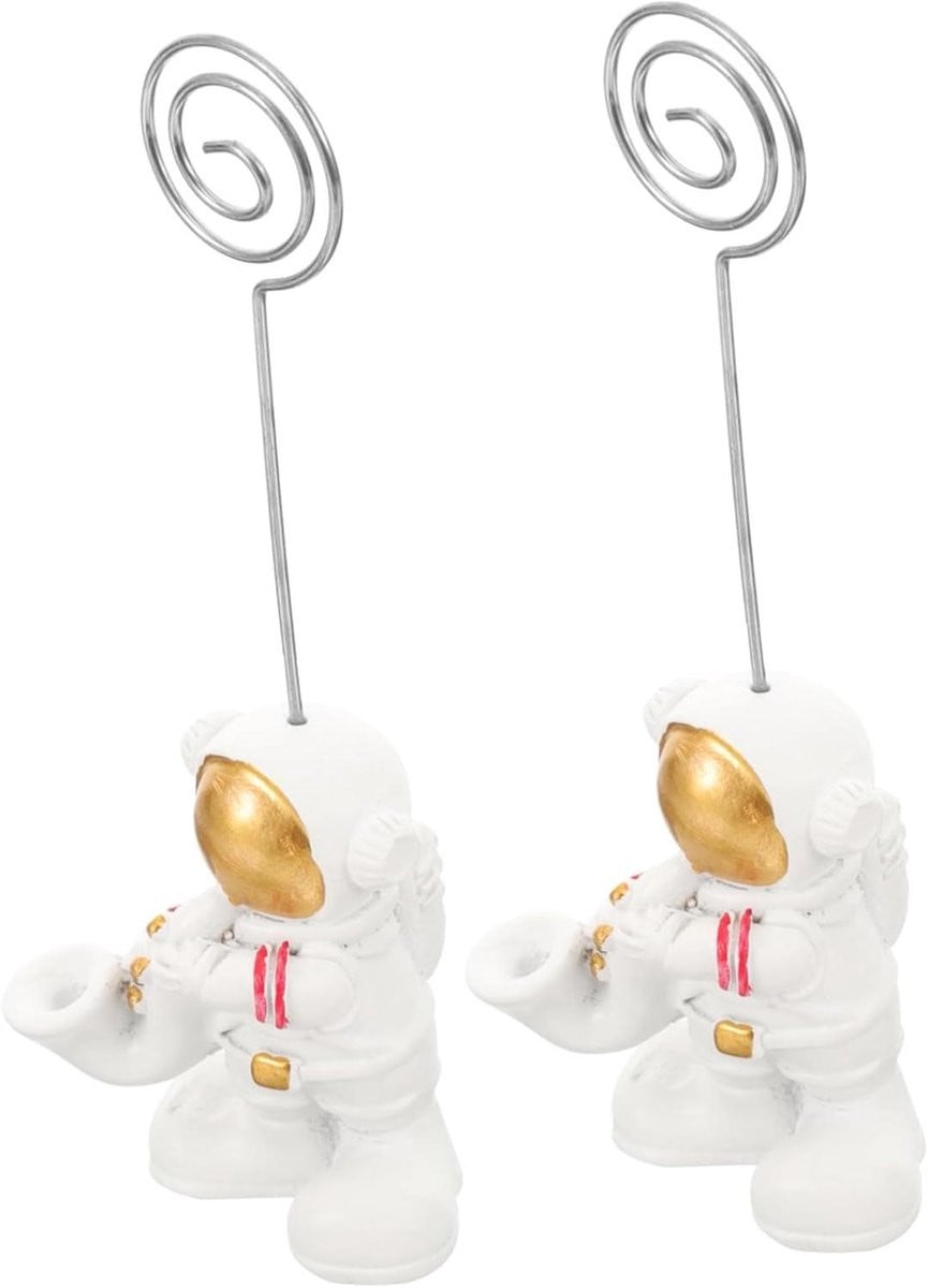 Wit Foto Clip Houder Astronaut Bureau Decoratie 4.5 x 4.5 cm