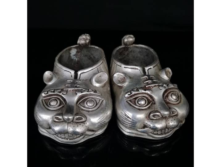 Collection chinoise en Bronze, ornements, chaussures tête de tigre en Bronze blanc, Statues, artisanat classique chinois, cadeaux, décor de maison de bon augure