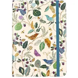 Peter Pauper, Heft + Block, Mini-Notizbuch „Vögel und Brombeeren“. (B6, Liniert, Harter Einband)