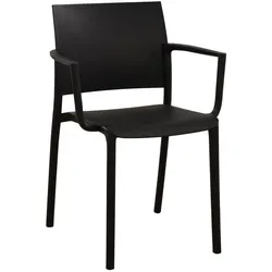 CLP Gartenstuhl stapelbar Valtor mit Armlehnen aus Kunststoff, wetterfest, ideal für Garten, Terrasse, Balkon und Küche, belastbar bis 150 kg