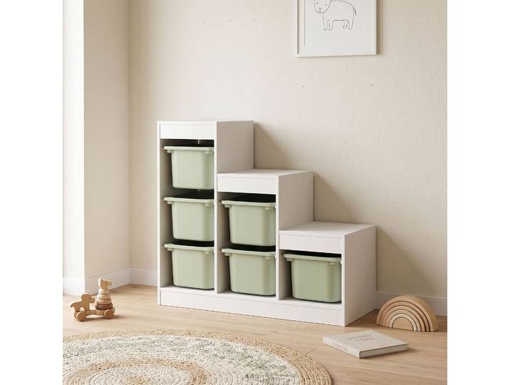 AIYAPLAY Meuble Rangement Enfants 6 Bacs Amovibles 3 Niveaux Vert