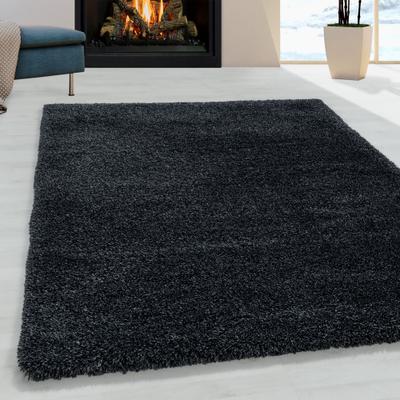 Hochflor-Teppich AYYILDIZ TEPPICHE "FLUFFY 3500, auch als Läufer und in Rund", grau (anthrazit), B:240cm H:50mm L:340cm, Polypropylen (PP), Teppiche, Langflor, Shaggy, uni, robust, Wohnzimmer